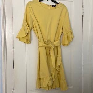 Size 8 yellow dress with ruffle trim